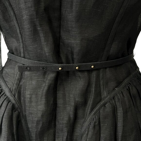 $1750 Zimmermann Black Embroidered Linen Silk Mini Hypnotic Dress size 2/Medium - Picture 10 of 13